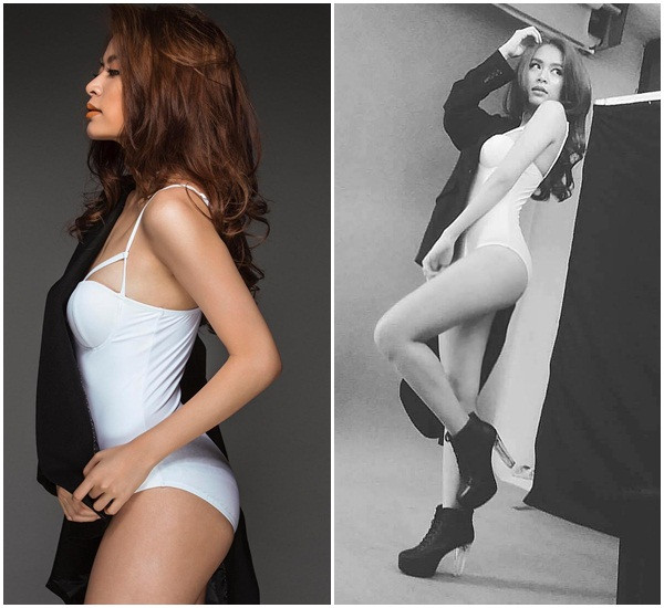 Hình thể đầy quyến rũ của nữ ca sĩ họ Hoàng.