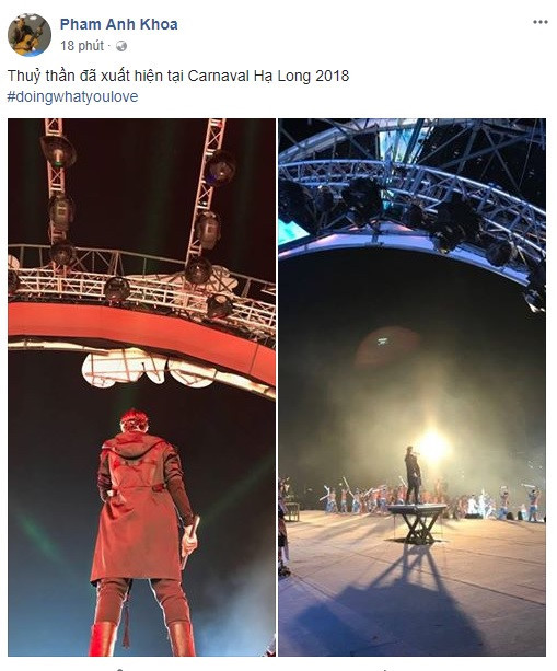 Phạm Anh Khoa đăng ảnh về màn biểu diễn lên trang cá nhân nhưng xóa sau đó khoảng 20 phút. Ảnh: Chụp màn hình.