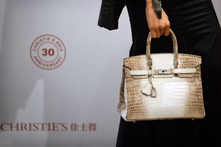  Túi Himalaya Niloticus Crocodile Diamond Birkin khoảng 6,6 tỷ đồng: Túi Birkin của Hermès được bán phổ biến nhất, cũng như đắt nhất vì màu sắc sống động và chú ý tỉ mỉ đến từng chi tiết, được làm thủ công từ cá sấu Niloticus với hơn 240 viên kim cương với phần cứng kim cương 18 karat và vàng trắng.