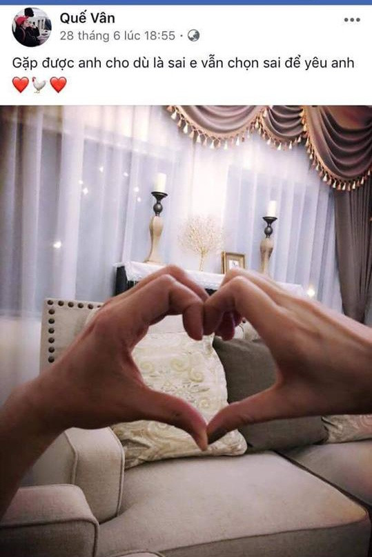 Quế Vân đăng status úp mở chuyện yêu một người là sai nhưng cô vẫn bất chấp.