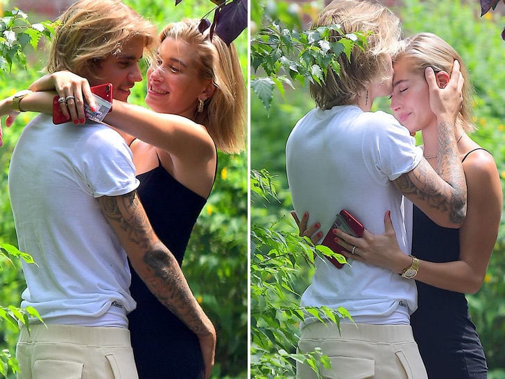 Justin Bieber ôm hôn nàng mẫu Hailey Baldwin trong một chuyến đi chơi vào tuần trước.