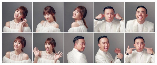 Bộ ảnh của 2 cặp đôi được thực hiện khá giống nhau về ý tưởng.