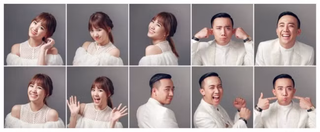 Bộ ảnh của 2 cặp đôi được thực hiện khá giống nhau về ý tưởng.