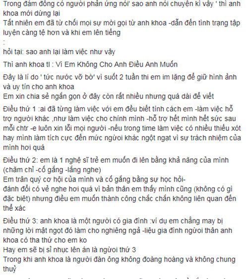 Phạm Lịch tố Phạm Anh Khoa trên trang cá nhân. Ảnh: FB