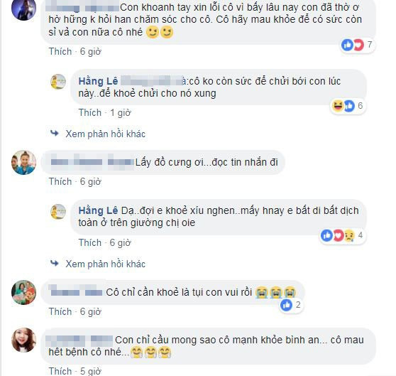 Minh Hằng cho biết cô vẫn mệt, nằm bất di bất dịch trên giường.