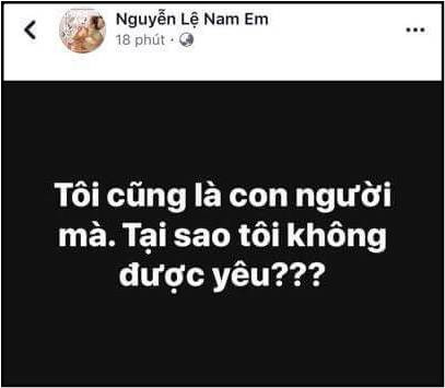 Dòng trạng thái Nam Em đăng tải tối 18/3 và được cô xoá bỏ ngay sau đó không lâu.