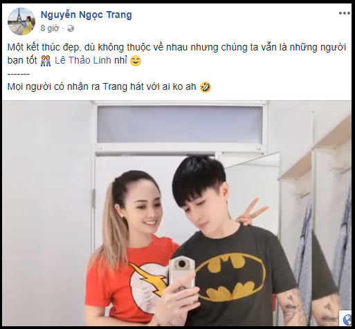 Nếu để ý kỹ, thì các bạn có thể nhận ra rằng họ cũng đã ”ngụ ý' về chuyện chia tay này cách đây 2 tháng trước. Nhưng các fans của cặp đôi vẫn nuôi hy vọng về một màn tái hợp. Đáp lại điều này, MC Ngọc Trang đã thẳng thắn: ”Cảm ơn mọi người đã quan tâm, Trang và Lin cảm thấy là bạn của nhau thì tốt hơn là làm người yêu nên cả 2 đều hài lòng với quyết định này! Cảm ơn rất nhiều… ”.