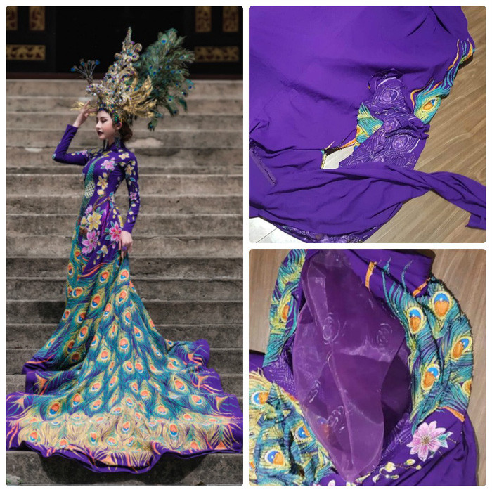 Hình ảnh bộ trang phục của Chi Nguyễn bị cắt nát.