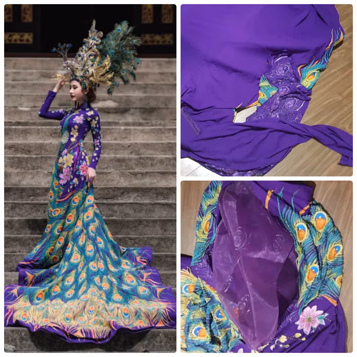 Hình ảnh bộ trang phục của Chi Nguyễn bị cắt nát.