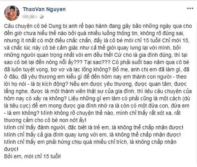 MC Thảo Vân thương xót cho bé Dung.