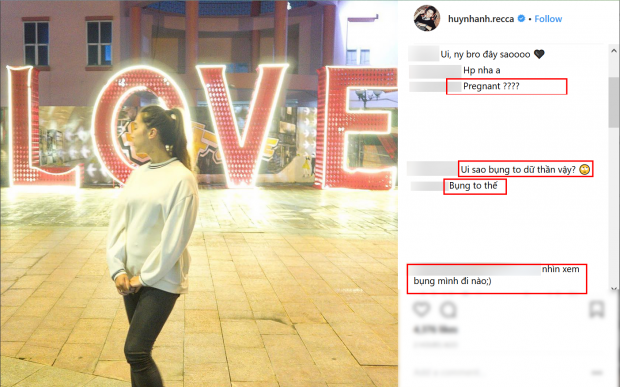 “Bụng to thế?”, “Bụng to dữ thần” - là những bình luận của người hâm mộ.