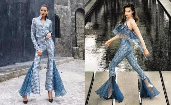 Thật ra, cách phối đồ của Hoàng Thùy không xấu, chỉ là nếu so với cách phối của Hà Hồ, nó có phần thua kém vài bậc.