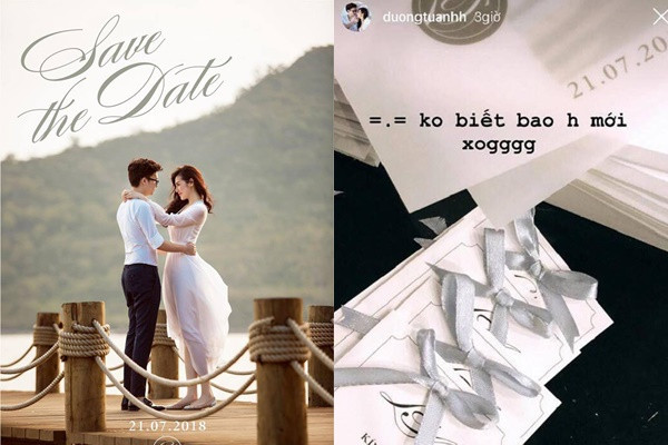 Thiệp cưới của Á hậu Tú Anh và bạn trai thiếu gia được chính chủ nhân hé lộ.