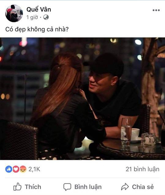 Quế Vân đăng bức ảnh cà phê tình tứ cùng người đàn ông được cho là giống Việt Anh.