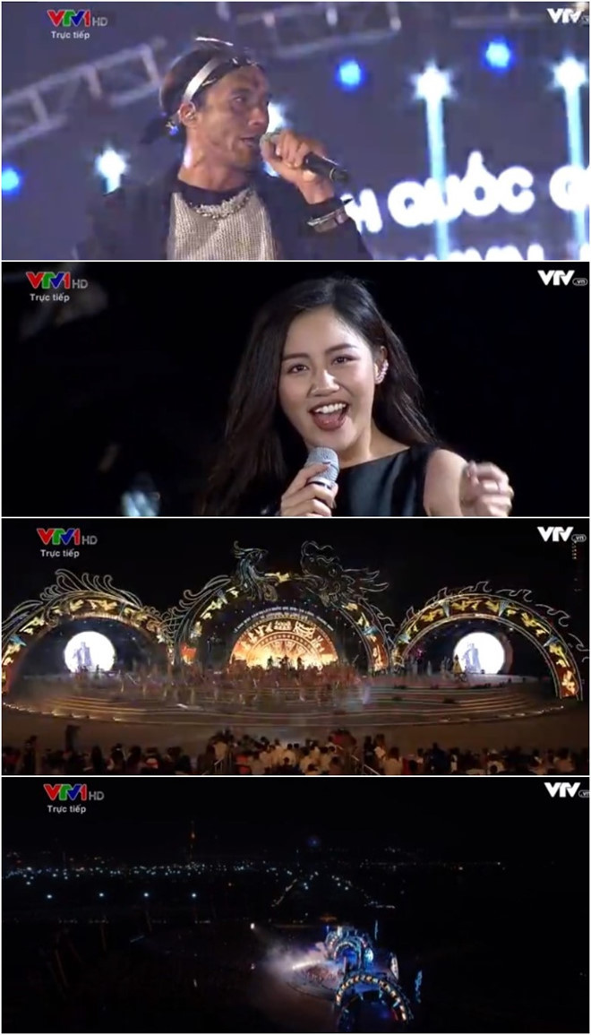 Hình ảnh trong phần biểu diễn của Phạm Anh Khoa và Văn Mai Hương. Ảnh: Chụp màn hình.