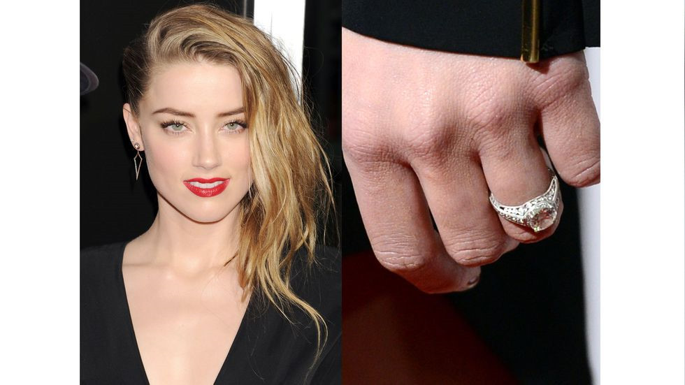 Amber Heard: Diễn viên Never Back Down được vị hôn phu - tài tử Johnny Depp - ngỏ lời kết hôn khi anh đeo chiếc nhẫn kim cương 2 carat vào tay cô năm 2014. Mặc dù không công bố chính xác giá của món nữ trang, chuyên gia trang sức ước tính nhẫn kim cương hình giọt nước của hãng Neil Lane không dưới 20.000 USD. Được biết, do trang sức quá lớn so với ngón tay Heard nên ngôi sao Cướp biển vùng Caribbean đã mua cho cô một chiếc nhẫn khác.