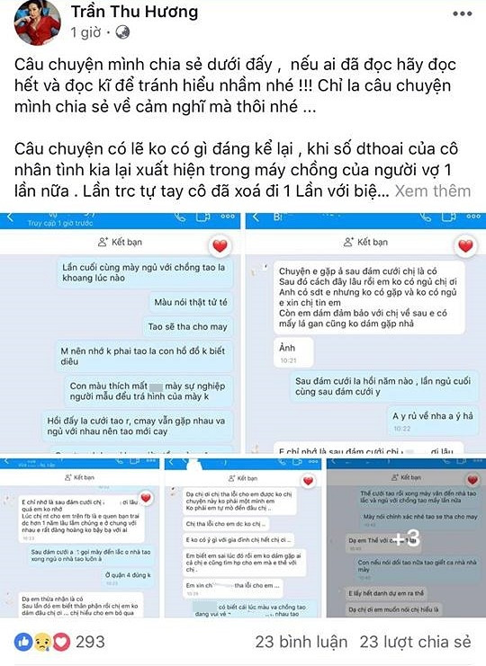 Bà xã Tuấn Hưng chia sẻ câu chuyện người đàn ông ngoại tình khi vợ mang thai và công khai đoạn chat với "người thứ 13"gây chú ý.