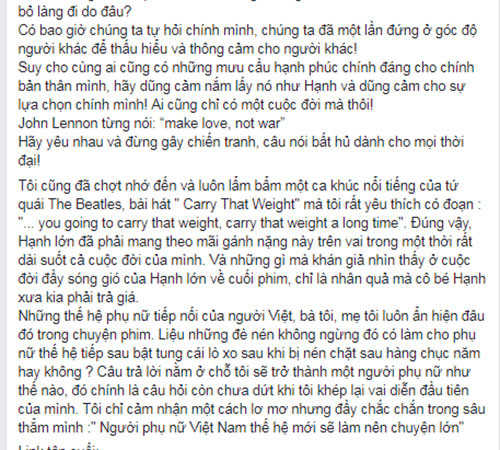 Diễn viên Trà My chia sẻ về cái kết của Thương nhớ ở ai. Ảnh chụp màn hình.