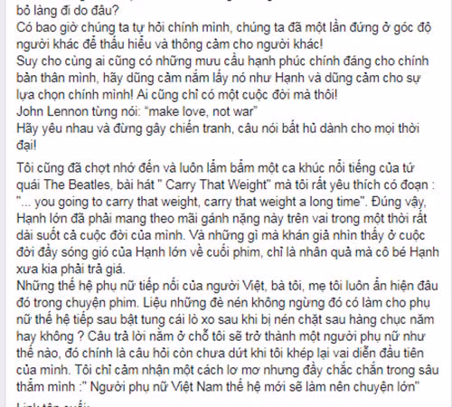 Diễn viên Trà My chia sẻ về cái kết của Thương nhớ ở ai. Ảnh chụp màn hình.