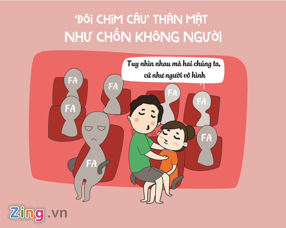 Không ai muốn bị làm phiền hay chứng kiến cảnh tượng hai người yêu nhau có hành động thân mật đến mức lố bịch, "chướng tai gai mắt" khi đi xem phim rạp. Rạp chiếu phim là nơi công cộng, bởi vậy cư xử lịch sự là tôn trọng bản thân và người khác.