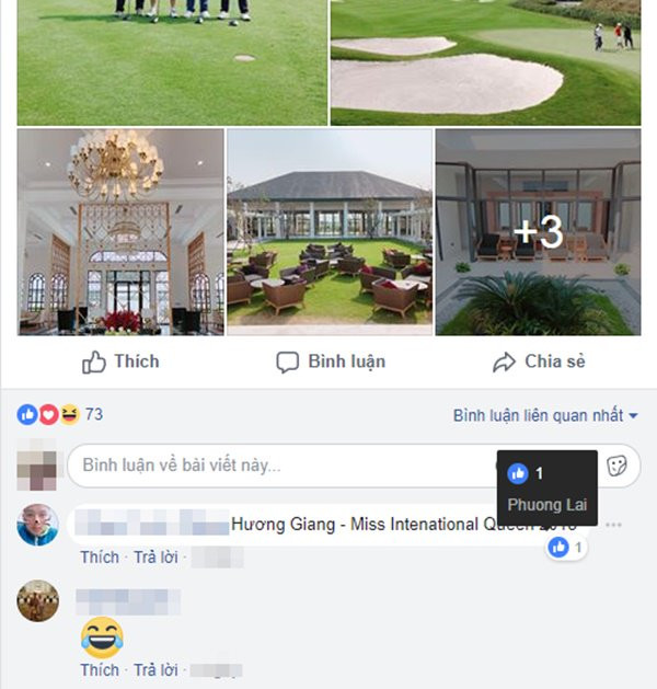 Dòng thông báo “Hương Giang – Miss International Queen 2018″ ngay dưới bài đăng của Criss Lai.