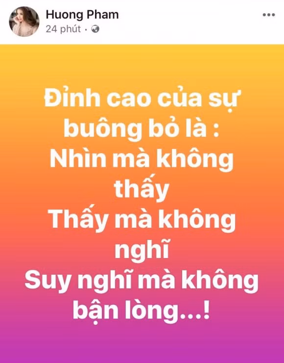 Giữa tin đồn hẹn hò với đại gia, Phạm Hương bất ngờ đăng status nhưng sau đó xóa đi.