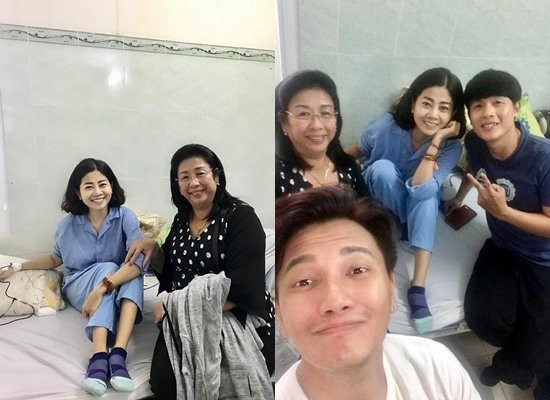 Diễn viên Hiệp Hòa, Nguyễn Lê Bá Thắng đến thăm nữ diễn viên.