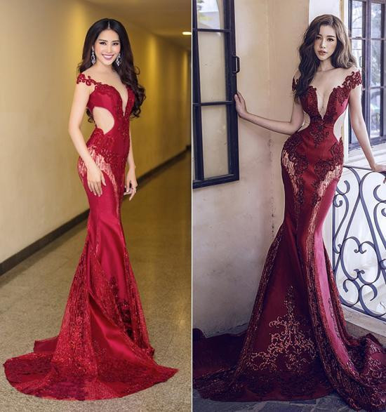 Một lần khác, Elly Trần và Nam Em cùng diện bộ váy dạ hội màu đỏ với cut-out gợi cảm nhưng đường cong của “gái một con” đã khiến cục diện bị lấn át hoàn toàn.
