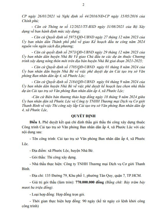 TP HCM: Cty Cơ giới Thanh Bình được UBND xã Phước Lộc chỉ định 5 gói thầu - Hình 5 TP HCM: Cty Co gioi Thanh Binh duoc UBND xa Phuoc Loc chi dinh 5 goi thau-Hinh-5