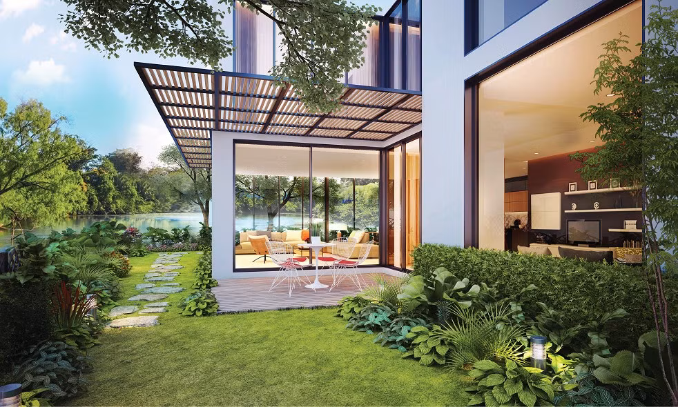 Sân vườn rộng, xanh mát – một trong những điểm nổi bật của mỗi căn Nhà vườn.