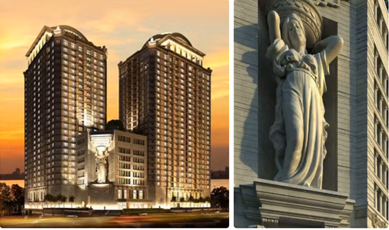 D’. Le Roi Soleil, tuyệt phẩm kiến trúc Pháp bên Hồ Tây, Hà Nội với bức phù điêu người đàn bà mang nước tuyệt đẹp. Ảnh (Website dự án).