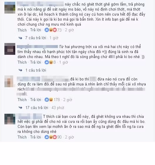 Được biết, kết cục của cô gái "cưa đồ" và chuyển đi hiện tại cũng không mấy tốt đẹp. Sau khi nhất quyết trả phòng cũ và chuyển đi, cô không tìm được nơi ở mới nên đành ở nhờ phòng trọ sinh viên nằm ở tầng dưới cùng khu với phòng cũ. Điều này khiến người bạn - chủ nhân của loạt ảnh gây xôn xao vừa qua cảm thấy hả hê. Câu chuyện trên cũng tạo cho cư dân mạng những trận cười sảng khoái nhưng song song đó vẫn là những điều đáng ngẫm nghĩ về chuyện sinh sống, ăn ở chung của một bộ phận sinh viên Việt Nam trong các căn phòng trọ ngày nay.