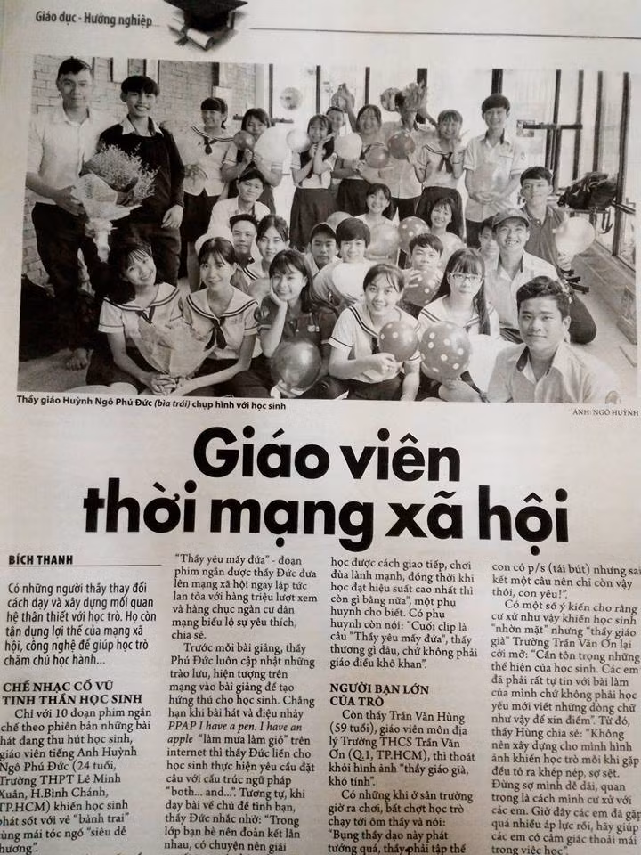 Có lẽ Huỳnh Ngô Phú Đức là một trong số khá ít những giáo viên ở Việt Nam sử dụng mạng xã hội như một công cụ giao tiếp trực tiếp với các học trò và cả phụ huynh học sinh. Bằng sức trẻ, sự sáng tạo và tấm lòng mình, "Dad Đức" (biệt danh các học sinh thường gọi thầy Đức - PV) đã thể hiện mình là một "giáo viên thời mạng xã hội" vừa hiện đại, vừa trẻ trung, vừa gần gũi với học sinh vừa tạo ra được những hiệu quả thiết thực trong học tập và rèn luyện của các học trò.