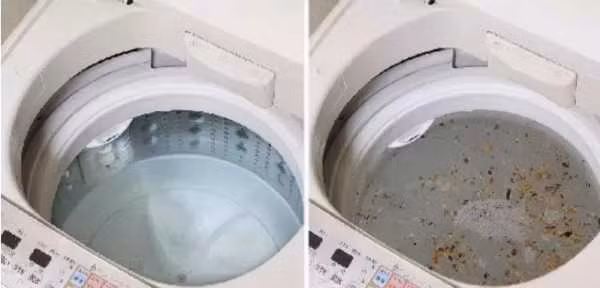 Chất bẩn tích tụ thành trong không chỉ làm tắc máy giặt mà còn khiến vi khuẩn bám vào quần áo, khiến người mặc đối diện tình trạng kích ứng, ngứa, đỏ da.