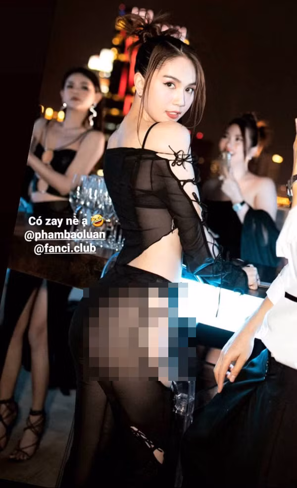 Không chỉ mặc hở khi tụ tập với bạn bè. Diễn viên Vu quy đại náo còn vô tư mặc ra đường.