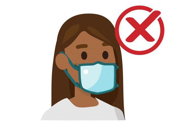 Kích cỡ khẩu trang không phù hợp. Khẩu trang quá rộng hay quá chật đều là sai. Rộng thì không đảm bảo che chắn, chật lại gây khó chịu, mệt mỏi. Kích thước khẩu trang phải vừa vặn, ôm sát mới đem ngăn ngừa COVID-19. Thử nghiệm cho thấy, chỉ cần 1 khe hở thì tỷ lệ virus hâm nhập vẫn đạt mức 100%.