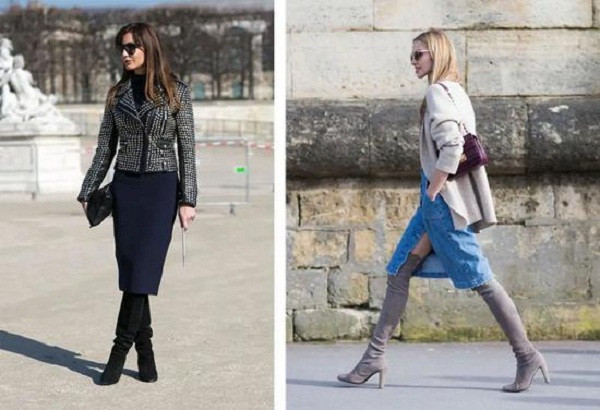 Ngoài việc đi bốt cỡ trung bình, bạn gái có thể tận dụng áo khoác dài hoặc váy chữ A để che đi phần chân to thô, khiến bạn nhìn có vẻ thon gọn hơn.