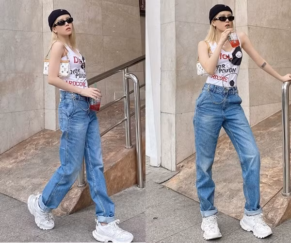 Phụ kiện mũ đội đầu, kính đeo mắt thường xuyên được người đẹp tận dụng làm điểm nhấn với từng trang phục.