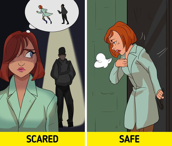 Sợ hãi giúp dễ thoát khỏi khó khăn. Khi băng qua một con đường tối, nếu thấy sợ hãi, cơ thể có xu hướng đi nhanh, cố gắng tới đích an toàn càng sớm càng tốt. Đây là ví dụ cho thấy nỗi sợ hãi buộc não phải phản ứng nhanh, tìm ra giải pháp thay vì phân tán tư tưởng, khiến bản thân rơi vào tình trạng nguy hiểm.