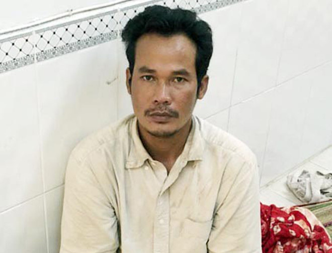 Nghi phạm Thạch Sà Khêl (35 tuổi) tại cơ quan điều tra.