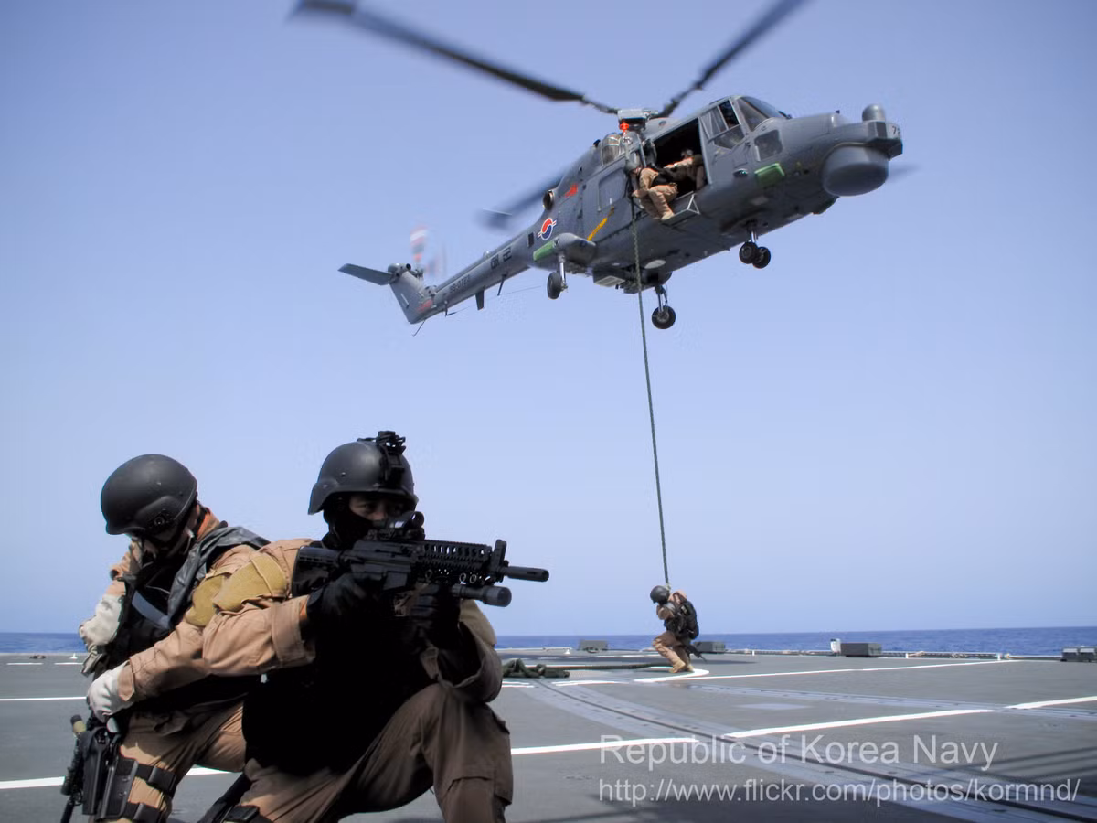 Đơn vị Cheonghae quy tụ những thành phần quân nhân thiện chiến và gan dạ nhất trong quân đội Hàn Quốc, được huấn luyện đặc biệt theo giáo trình do nước này tự biên soạn nên có lối tác chiến rất đặc trưng. Nguồn ảnh: Chosul.