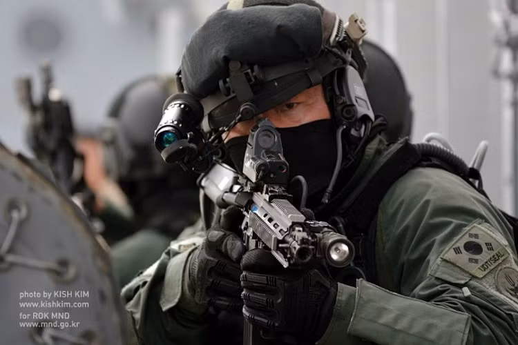 Lực lượng Cheonghae của Hàn Quốc có tổng cộng 302 nhân sự, vận hành một tàu khinh hạm có trọng tài 4500 tấn cùng một trực thăng chống ngầm, ba tàu cao tốc và chỉ có chuyên nhiệm vụ chống cướp biển. Nguồn ảnh: Chosul.