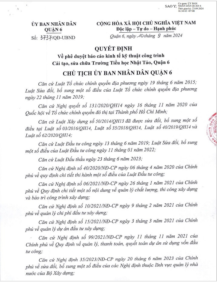 TP HCM: Goi thau cai tao Truong Tieu hoc Nhat Tao da co chu