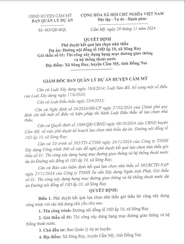 Dong Nai: Lien danh 2 nha thau trung goi lam duong gan 8 ty tai Cam My