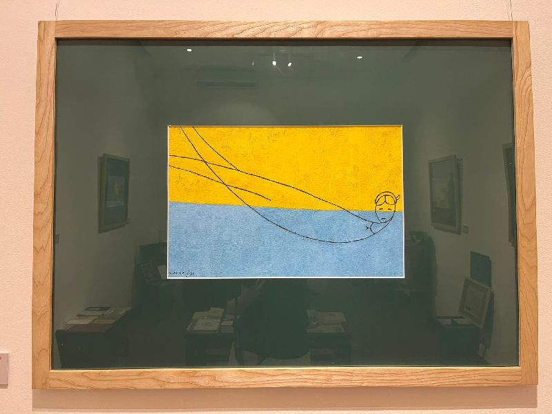 Họa sỹ Lê Thiết Cương cho hay, khó vẽ nhất là những câu tả ý, tả tâm trạng, tả tình. Nghệ sỹ chọn cách vẽ ước lệ, tối giản cho Kiều. Ảnh: Anh Thư.