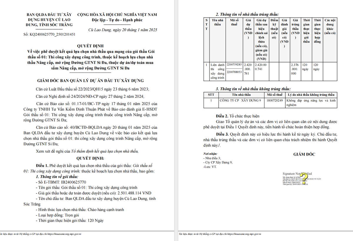 Soc Trang: Nang luc nha thau thi cong duong giao thong nong thon o Cu Lao Dung
