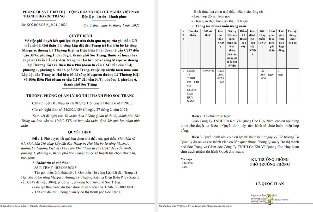 Công ty Huy Nam trúng 2 gói lắp đèn trang trí tại Sóc Trăng Cong ty Huy Nam trung 2 goi lap den trang tri tai Soc Trang