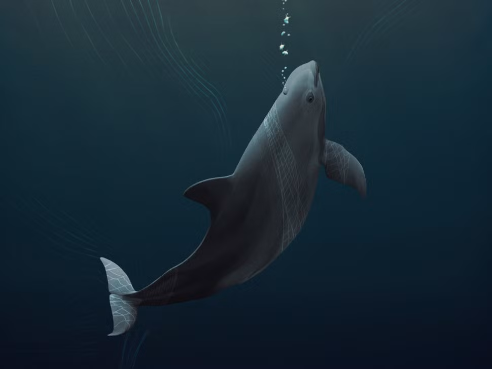 Một đặc điểm nổi bật của cá heo vaquita là vòng tròn màu đen quanh mắt. Chính vì vậy, chúng còn được mệnh danh là "gấu trúc đại dương".