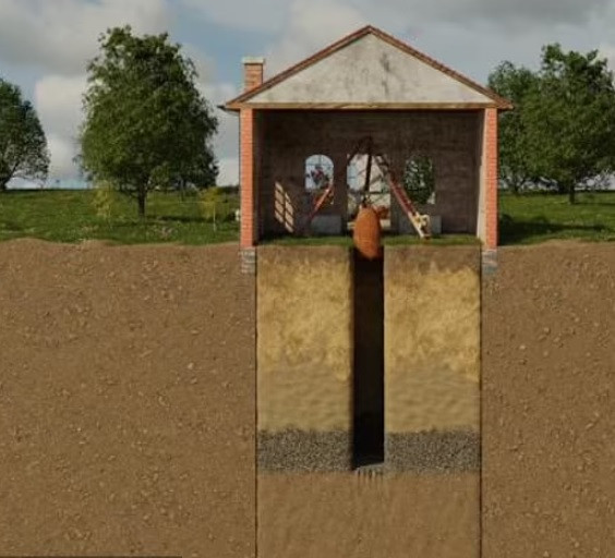 Chiếc thùng chứa 4 tấn vàng nằm cách mặt đất khoảng 3m. Theo đo đạc của các chuyên gia, chiếc thùng có chiều dài từ 1,2 - 1,5m và đường kính 50 cm.