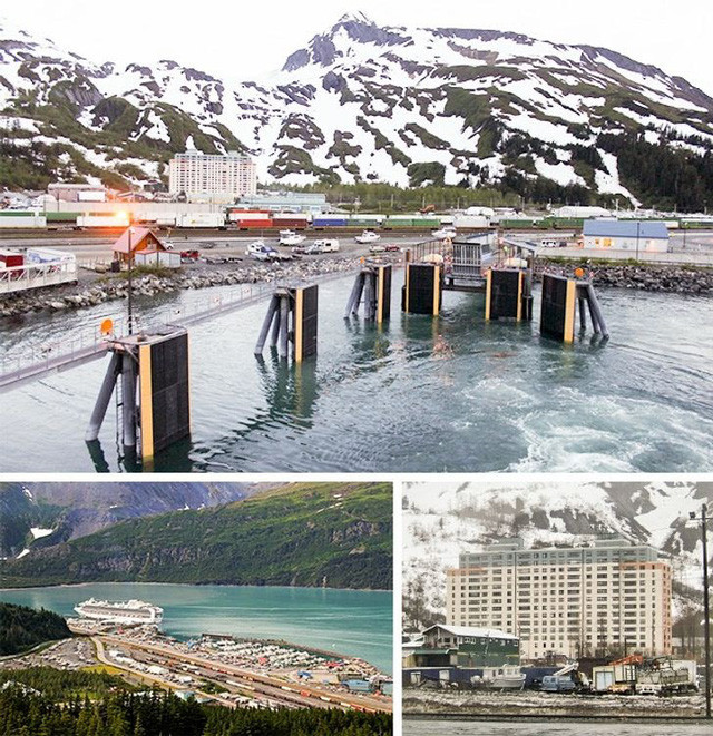 Thị trấn chung một mái nhà: Whittier ở Alaska, Mỹ nằm trọn trong tòa nhà 14 tầng. Mục đích xây dựng là để tiết kiệm nhiệt sưởi ấm giữa khí hậu lạnh giá và gió lớn gần như quanh năm. Tổng dân số của Whittier chỉ vỏn vẹn có 220 người.